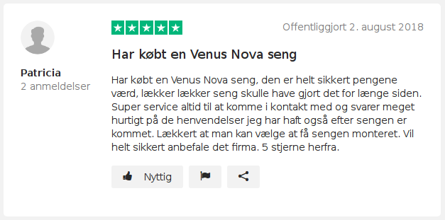Anmeldelse af Bedre Nætter på Trustpilot