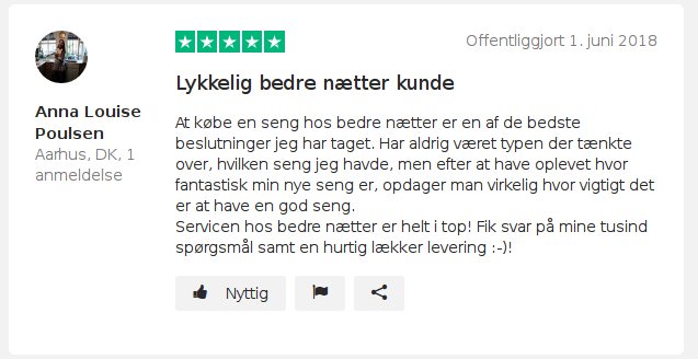 Anmeldelse af Bedre Nætter på Trustpilot