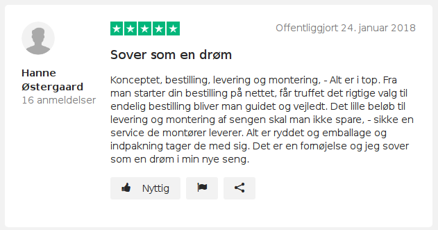 Anmeldelse af Bedre Nætter på Trustpilot